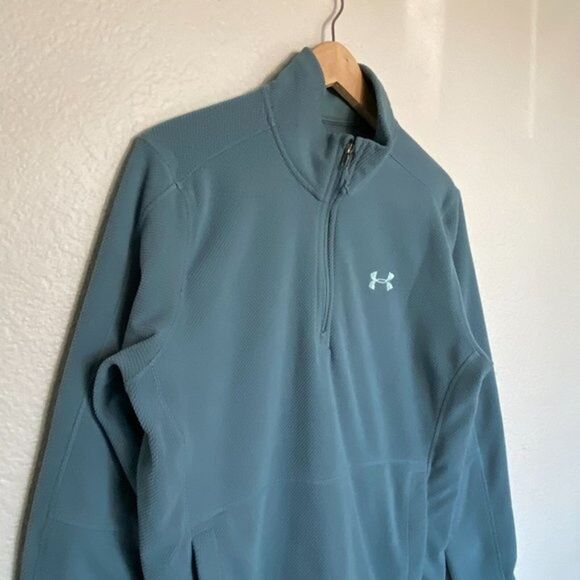 Under Armour Sweater Men L Blue Cold Gear Off Grid Fleece 1/4 Zip Outdoors - Picture 3 of 8